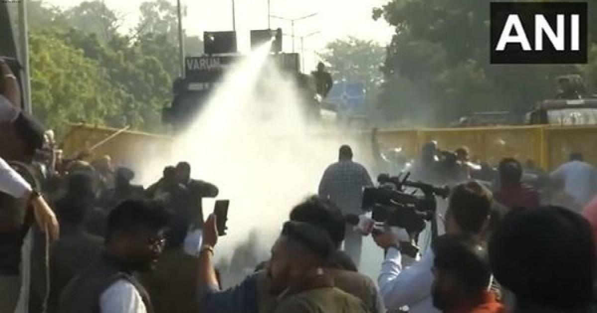 Youth Congress members protest in Chandigarh, police use water cannons